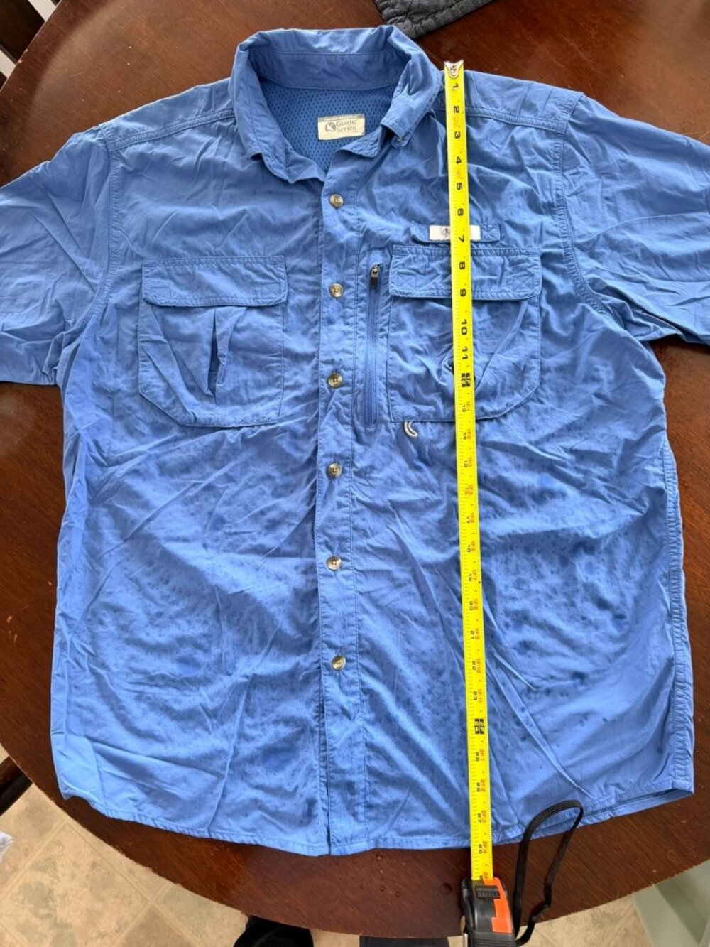 Gander Mountain Guide Series Blue Short Sleeve Button-Up Fishing Shirt M